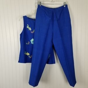Natural Instincts Linen Blend Royal Blue Pants Size 8